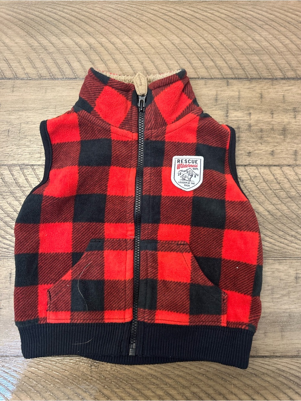 3-6M Baby Boy Plaid Vest - Red & Black